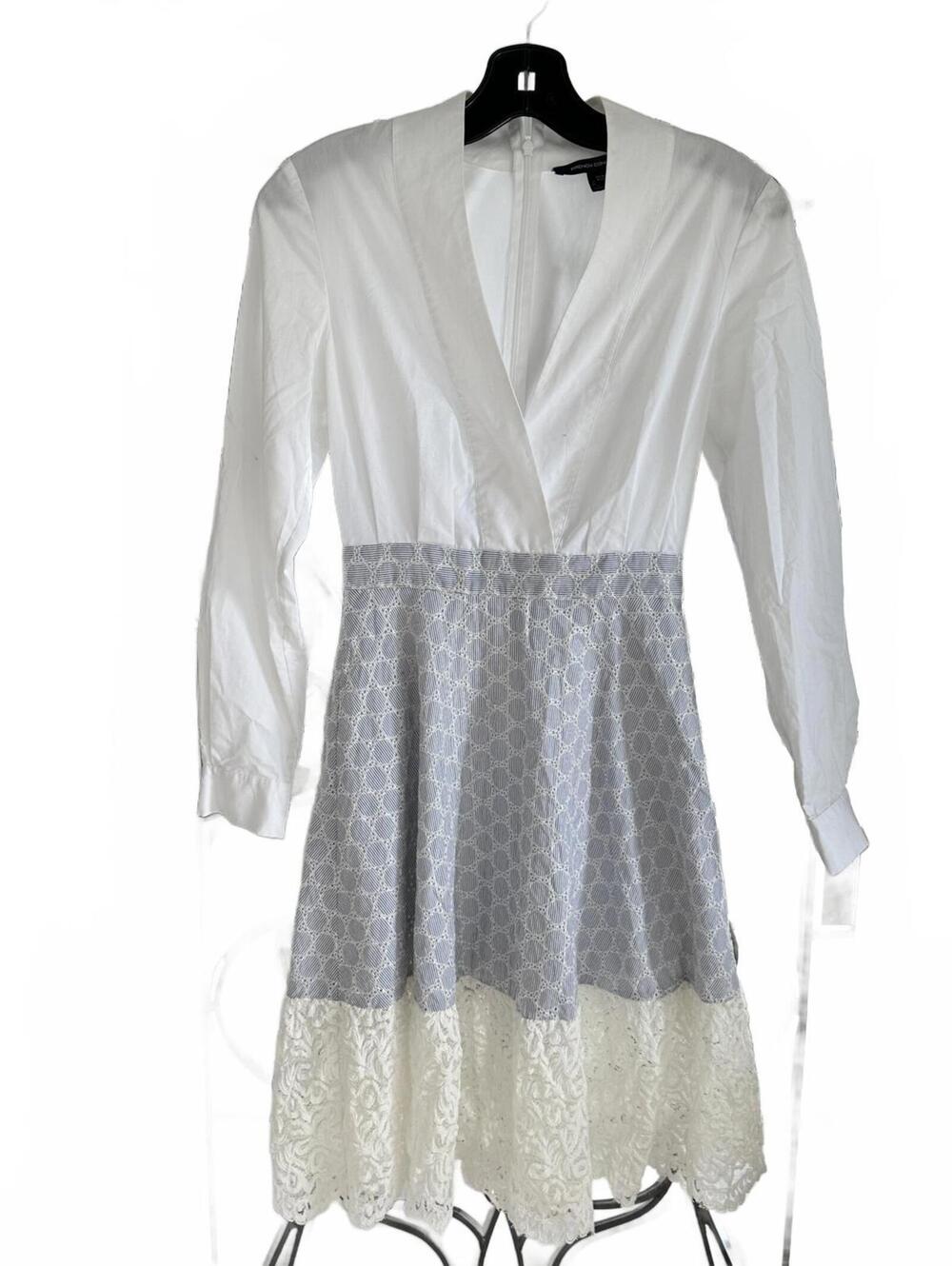 French Connection Women's White and Blue Lace & Embroided Layered Dress  - XS